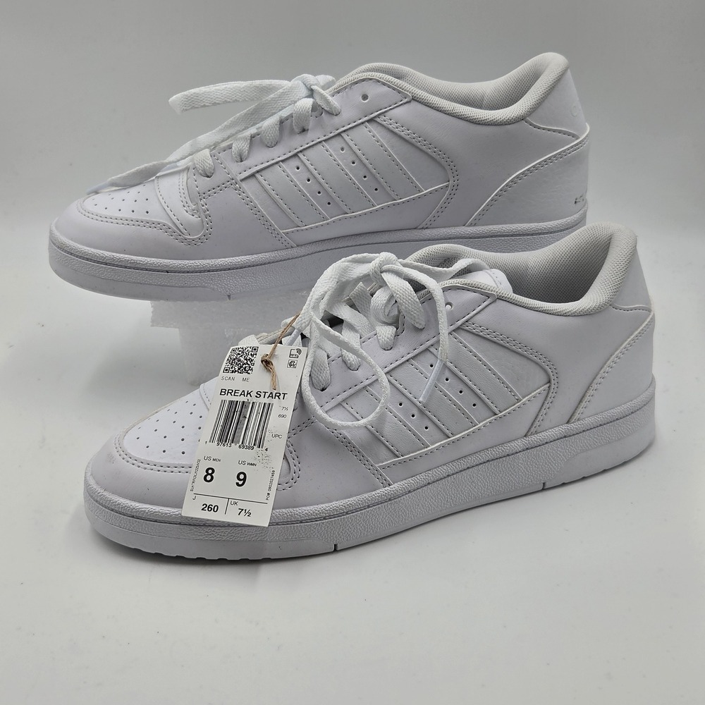 Adidas Break Start Low Top Sneakers Mens 8 White Athletic Casual JR3250